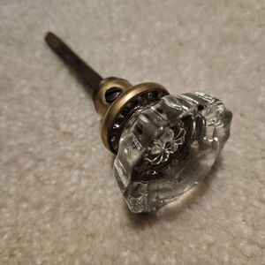 Antique Victorian Crystal and Brass Door Knob New England House Fancy Glass